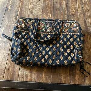 Maggi B Quilted Large Duffle Travel Weekender Bag Black Floral Paisley